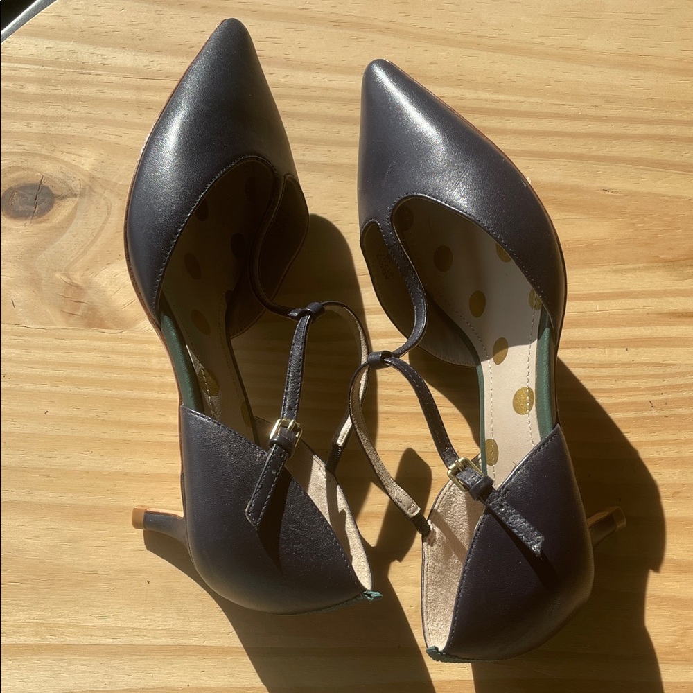Boden Navy Pointed-Toe T-Strap Heels - Picture 7 of 14